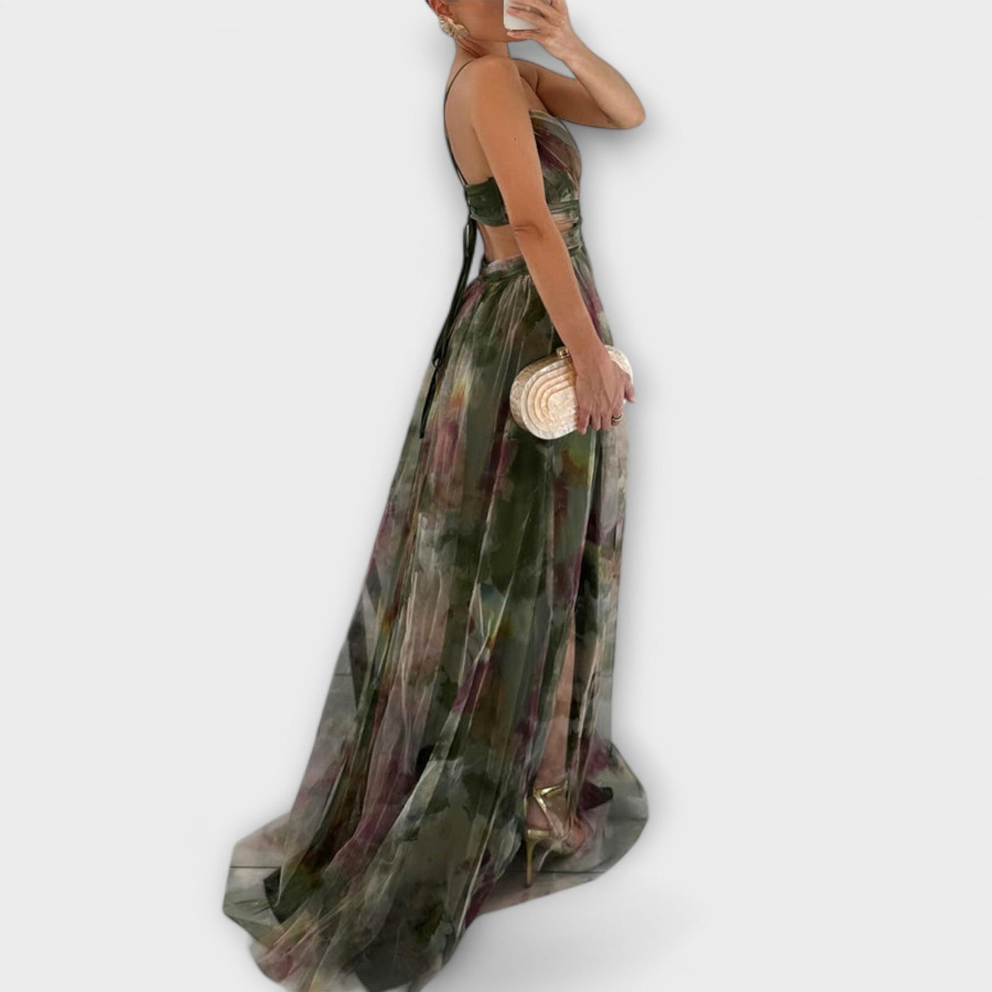Annai Mesh Maxi Dress - Elegant and Figure-Enhancing