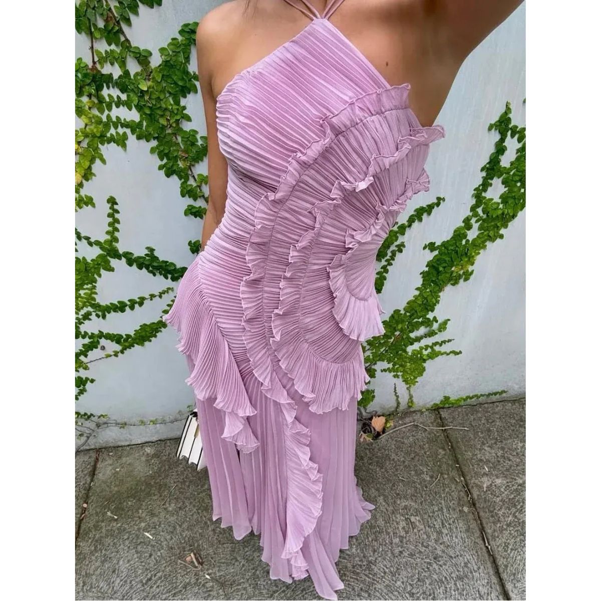 OLAYA - LONG DRESS WITH RUFFLES