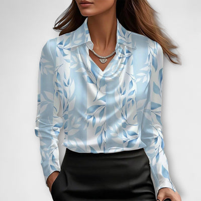 Shiny Blouse with Ruffled Collar