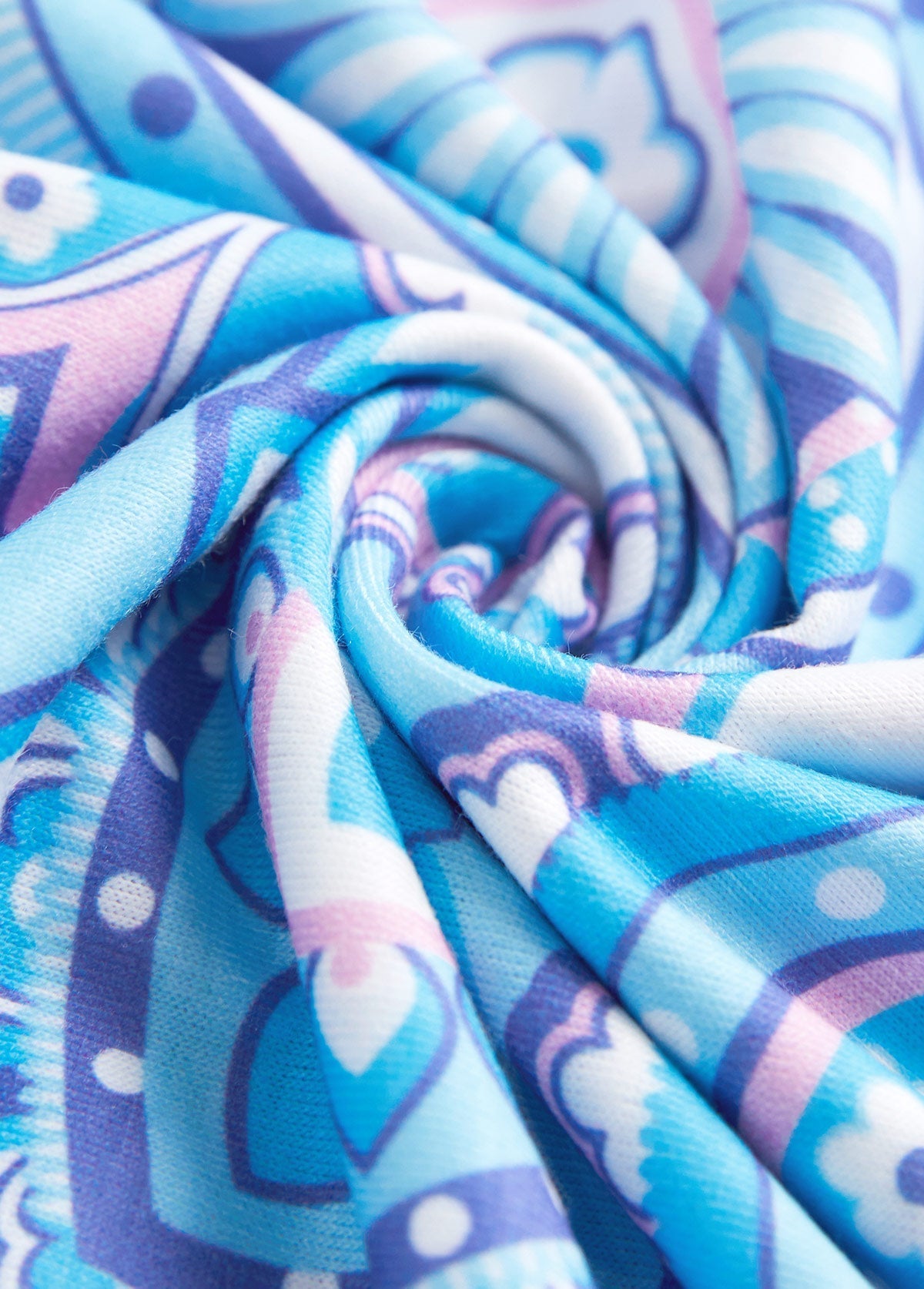 Roia Light Blue Eyelet Tribal Print A Line Sleeveless Dress