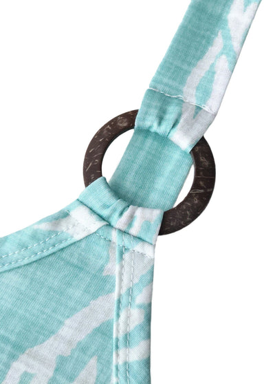 Claire Circular Ring Tropical Plants Print Strappy Dress