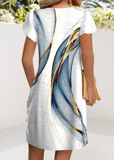 Sophie White Ombre Short V Neck Dress