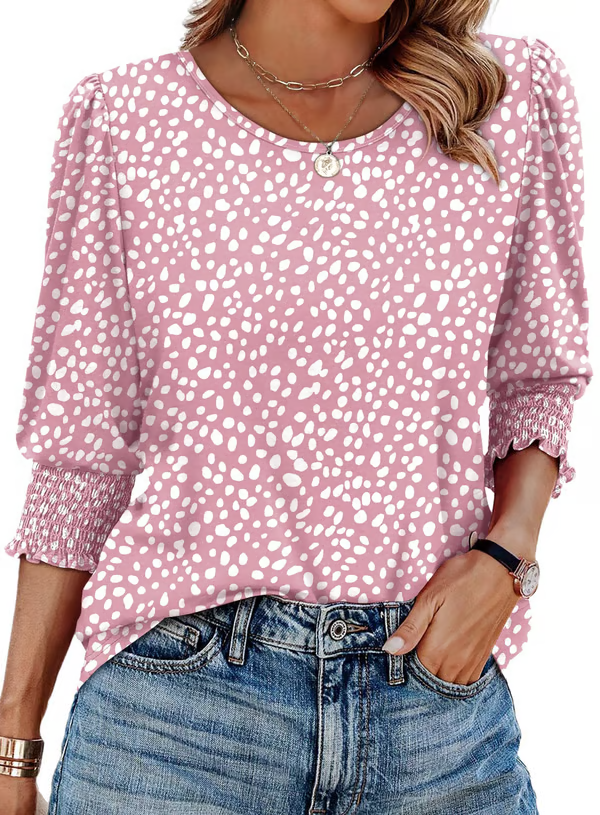 Harper - Printed Charm Top Pink