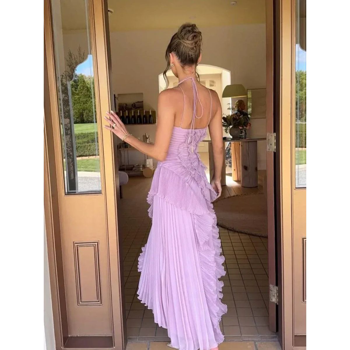 OLAYA - LONG DRESS WITH RUFFLES