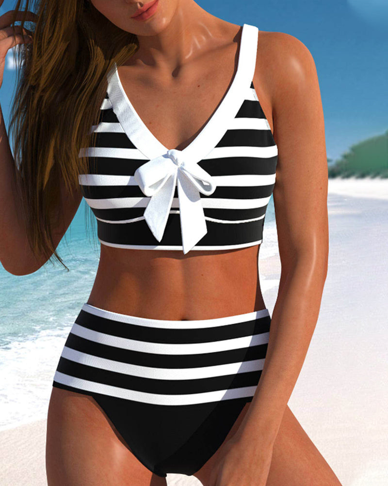 Amahle® | Striped High-Waisted Bikini