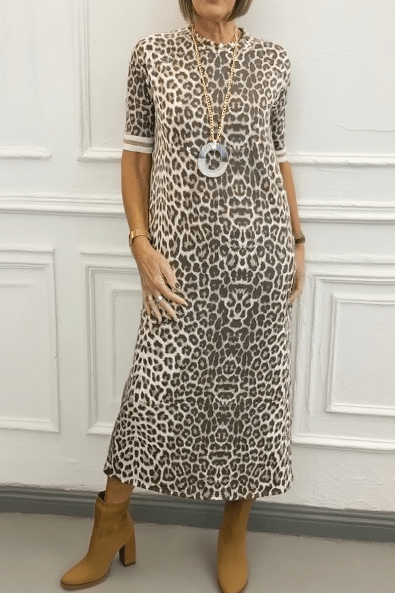 Sophia - Animal Pattern Midi Dress