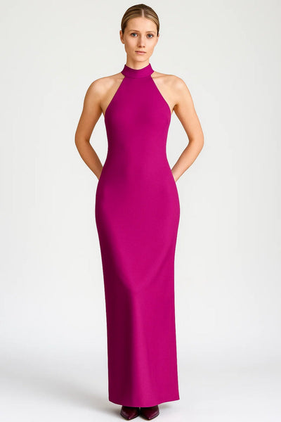 Long dress with American neckline | Bow closure at the back