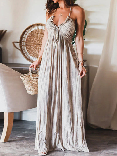 Aurelia Backless Halter Maxi Dress