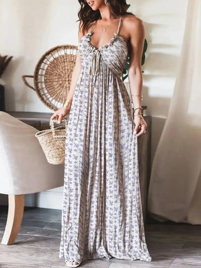 Aurelia Backless Halter Maxi Dress