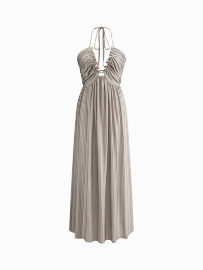 Aurelia Backless Halter Maxi Dress