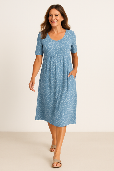 Maribelle | Effortless Floral Midi Dress - Covers upper arms & tummy