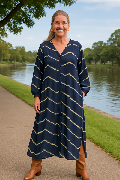 Selora | Boho Stripe Comfort Dress - Tummy Friendly