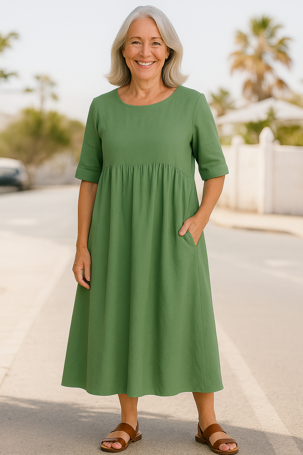 Anora| Flattering Cotton Pocket Dress