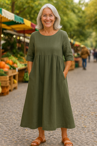Anora| Flattering Cotton Pocket Dress