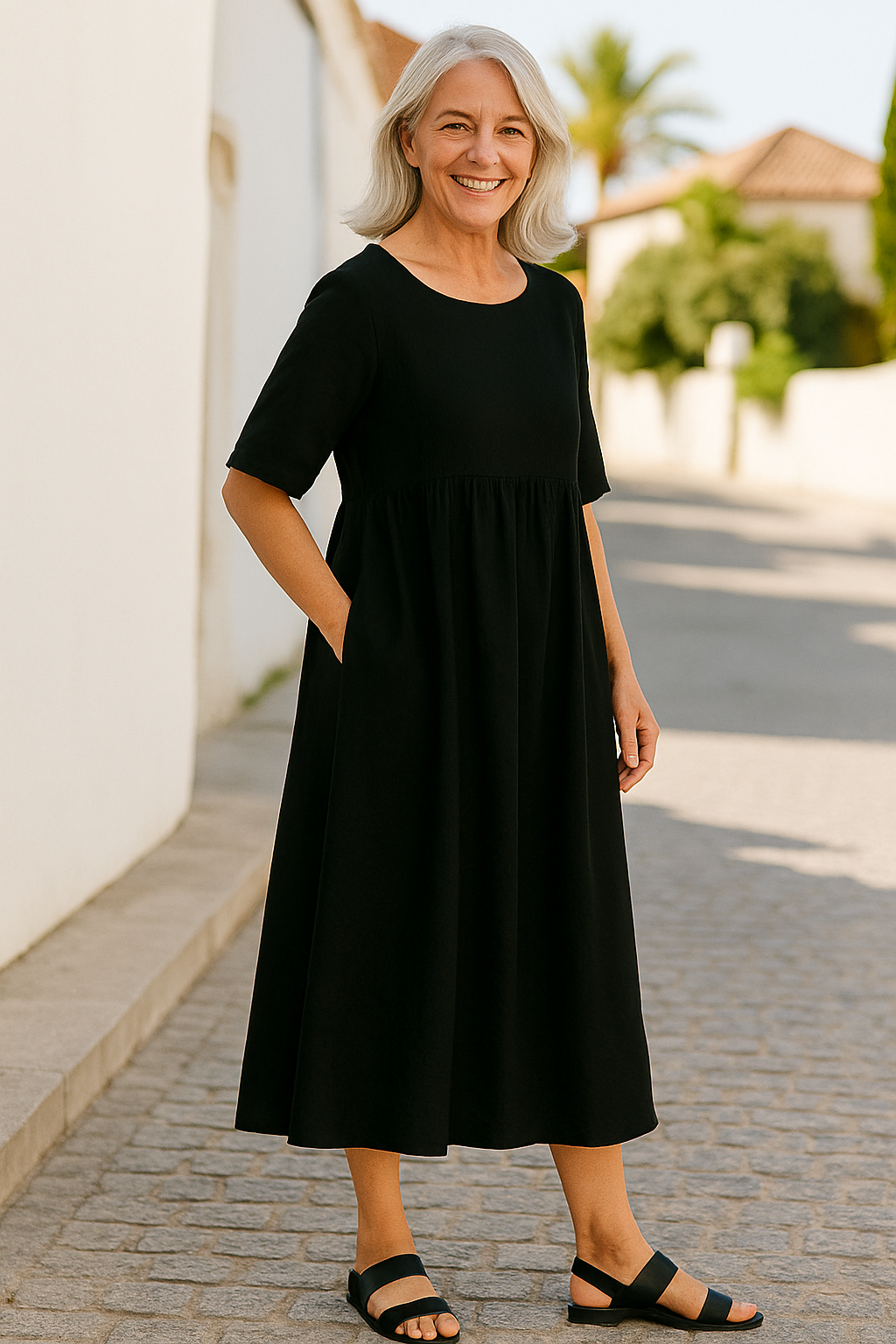 Anora| Flattering Cotton Pocket Dress