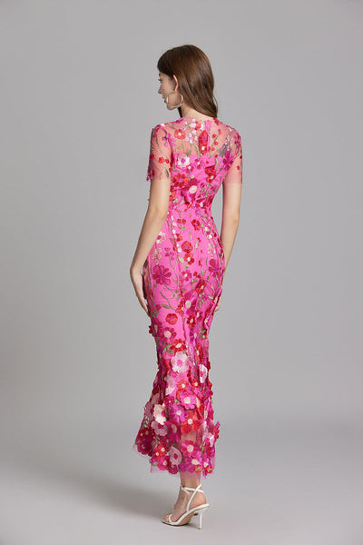 Lisa - Sheer Embroidered Maxi Dress