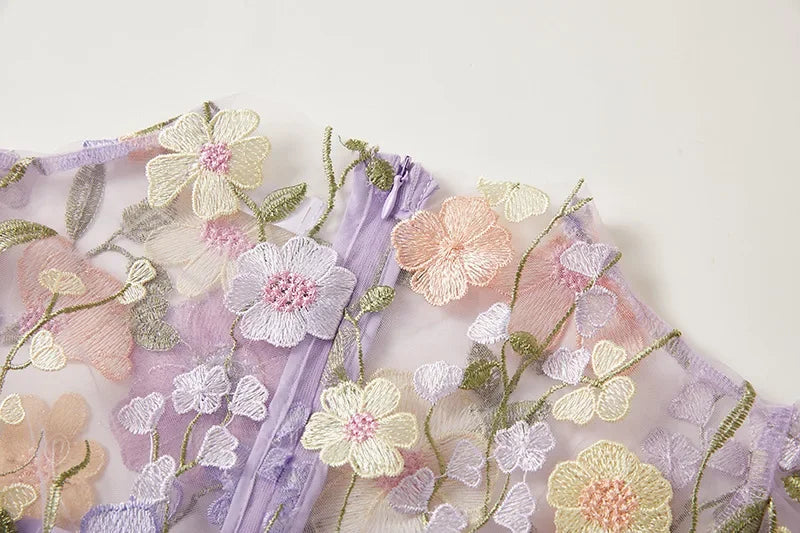 Lisa - Sheer Embroidered Maxi Dress