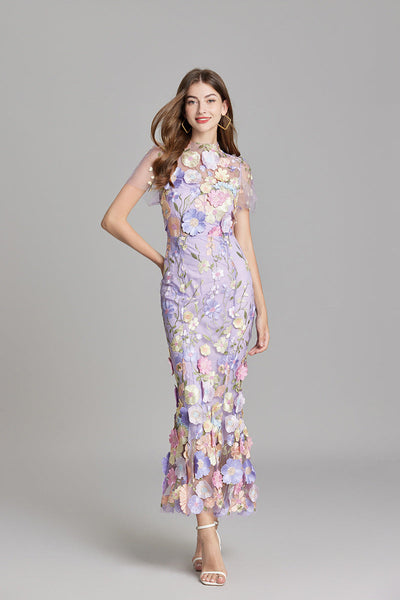 Lisa - Sheer Embroidered Maxi Dress