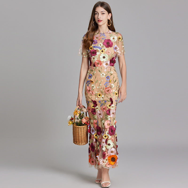 Lisa - Sheer Embroidered Maxi Dress