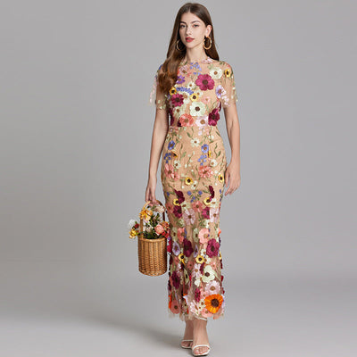 Lisa - Sheer Embroidered Maxi Dress