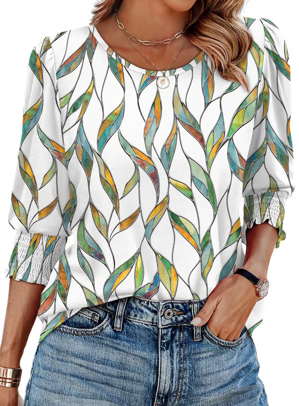 Lily - Printed Charm Top Colourful Leaves (Almost sold out )