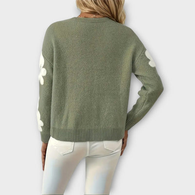 Soft Knitted Sweater with Floral Design
