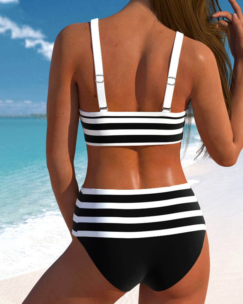 Amahle® | Striped High-Waisted Bikini