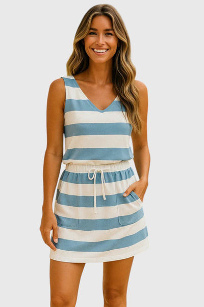 KYLIE | ONE-SHOULDER STRIPED MINI DRESS
