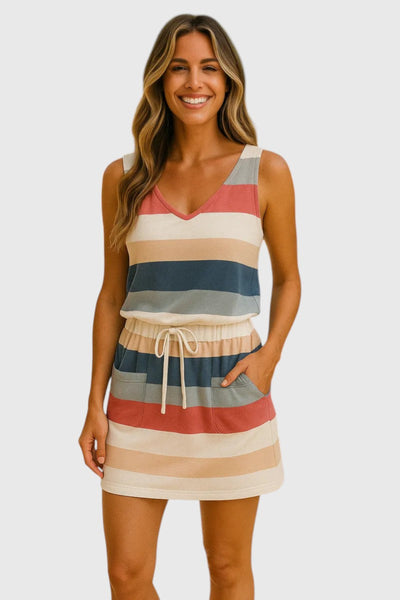 KYLIE | ONE-SHOULDER STRIPED MINI DRESS