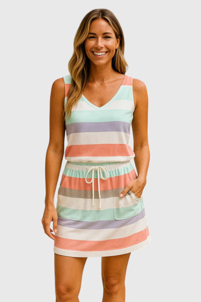 KYLIE | ONE-SHOULDER STRIPED MINI DRESS