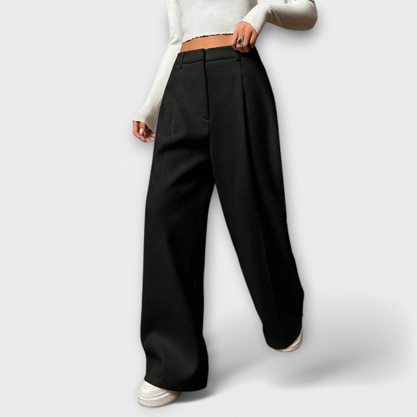 Wide Women's Trousers with High Waist