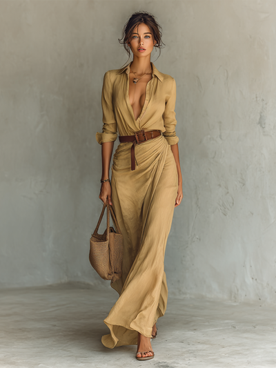 Zara | Long Dress with Notched Collar