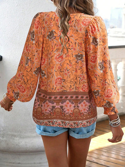 Grace - Summer Floral Top  Orange