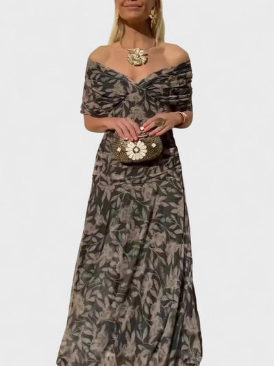 Christi | Off-Shoulder V-Neck Printed Dress