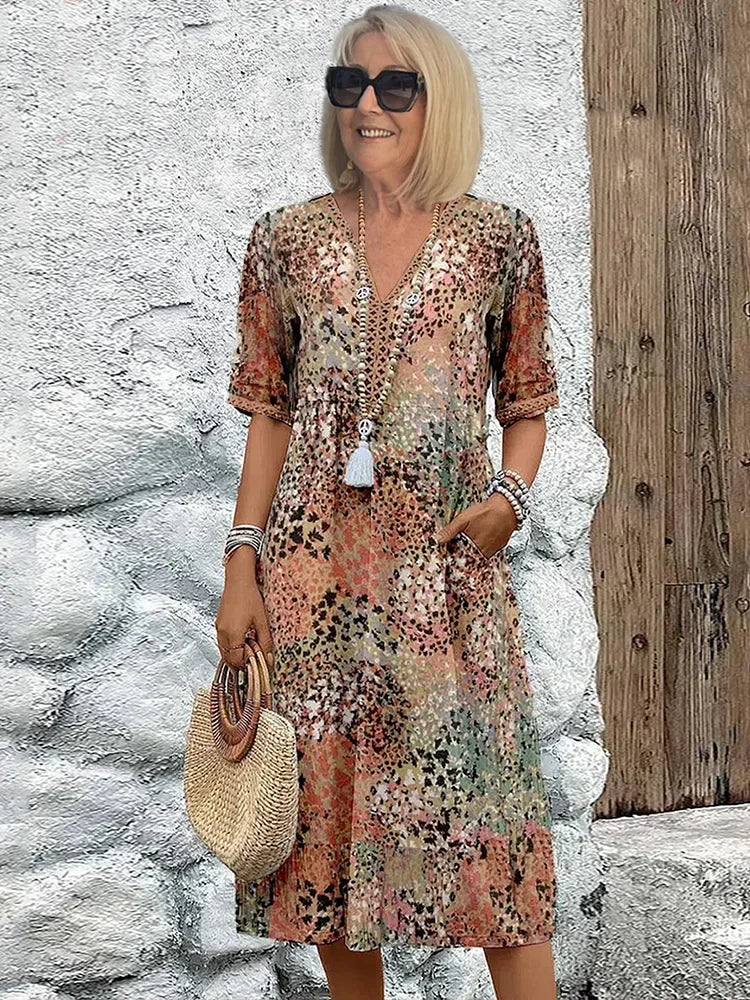 Rose | Vibrant Print Midi Dress