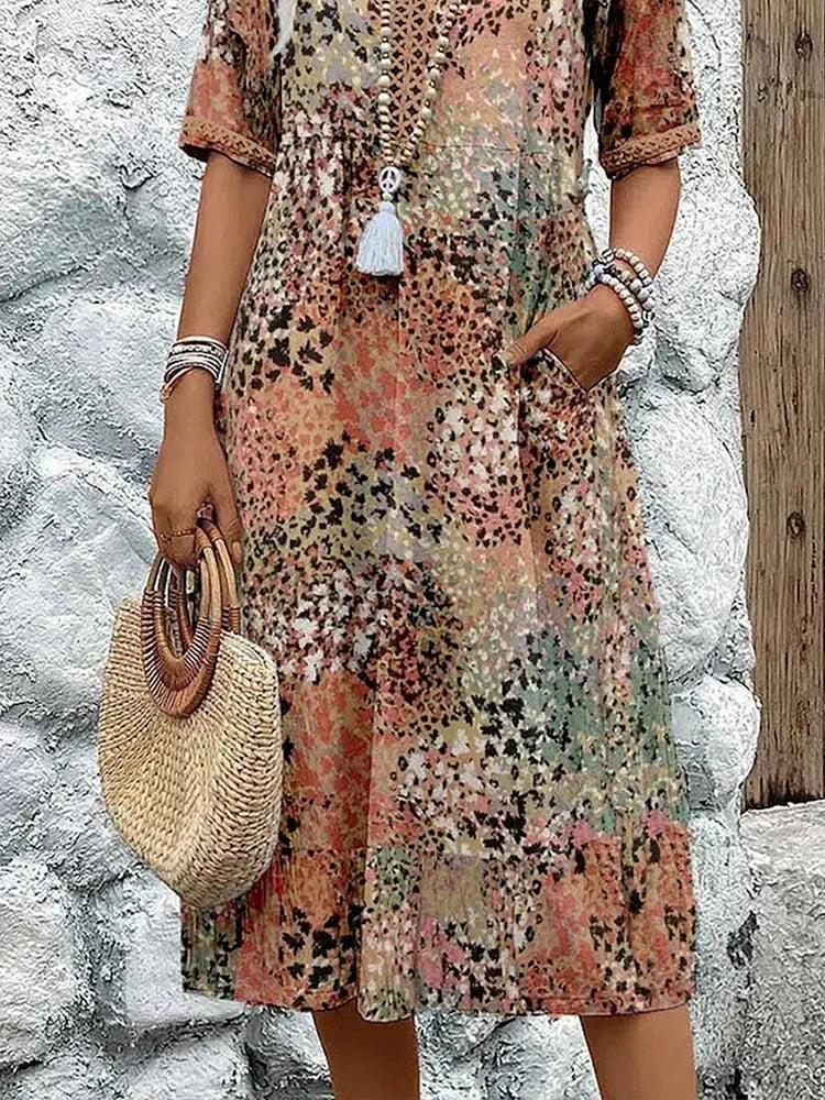 Rose | Vibrant Print Midi Dress