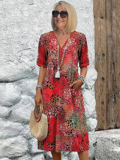 Rose | Vibrant Print Midi Dress