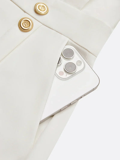 Marlene | Solid Midi Dress with Button Slit and Round Neckline