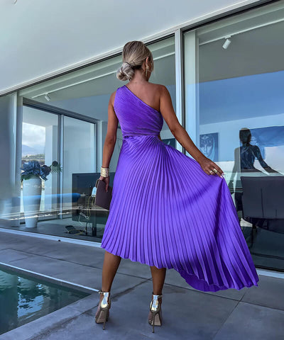 Celeste – Elegant One-Shoulder Midi Dress