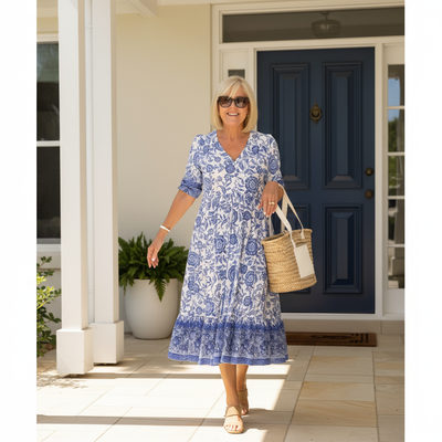 Jenny - Elegant Floral Dress with V-Neck