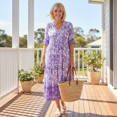 Jenny - Elegant Floral Dress with V-Neck