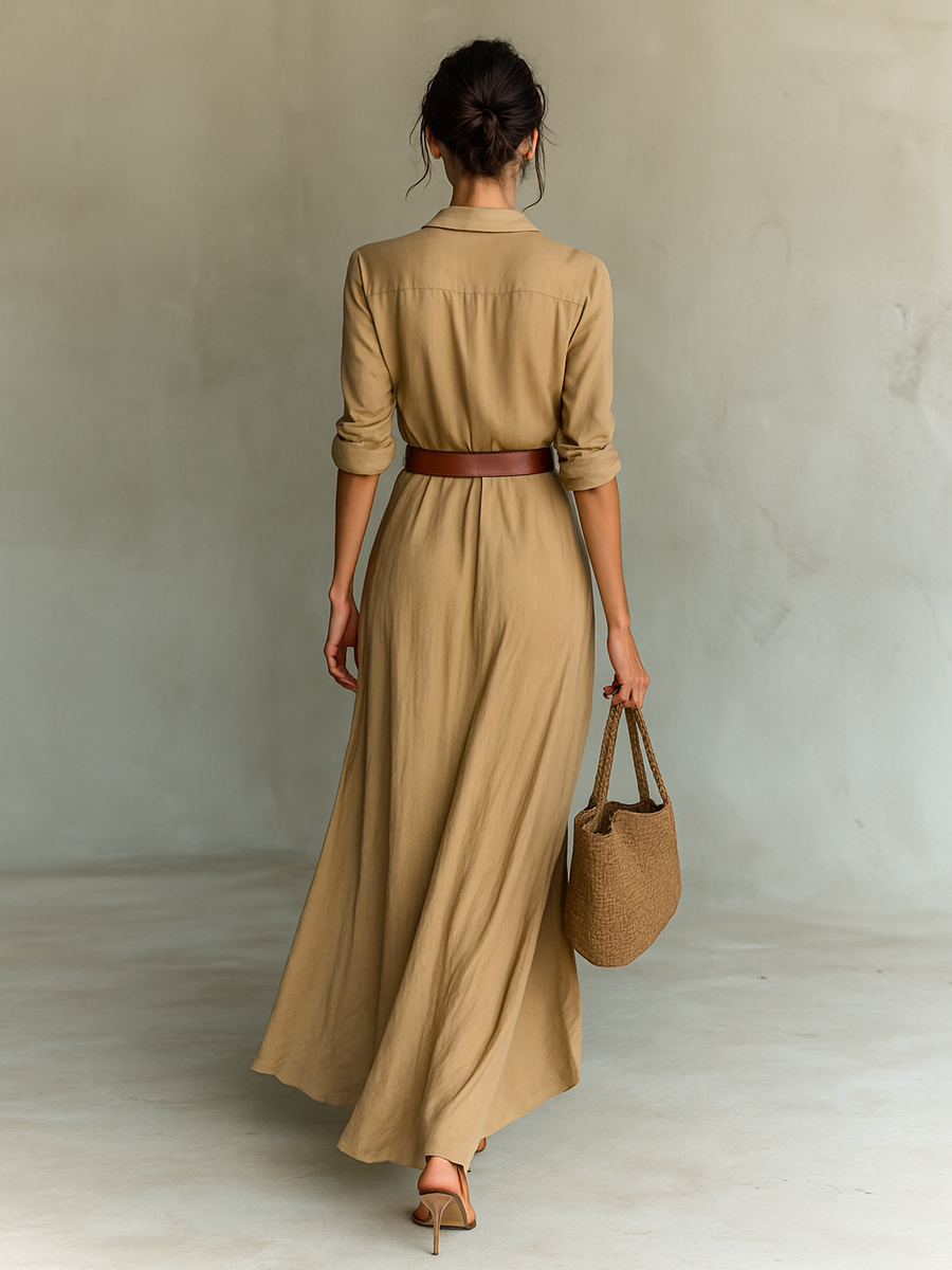 Zara | Long Dress with Notched Collar