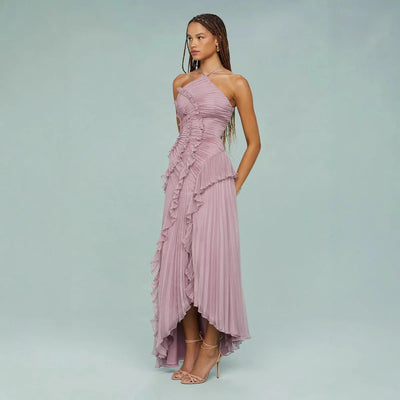 OLAYA - LONG DRESS WITH RUFFLES