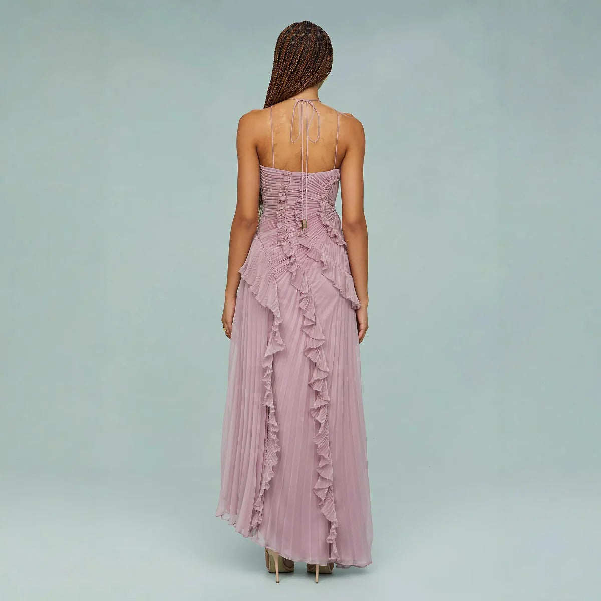 OLAYA - LONG DRESS WITH RUFFLES