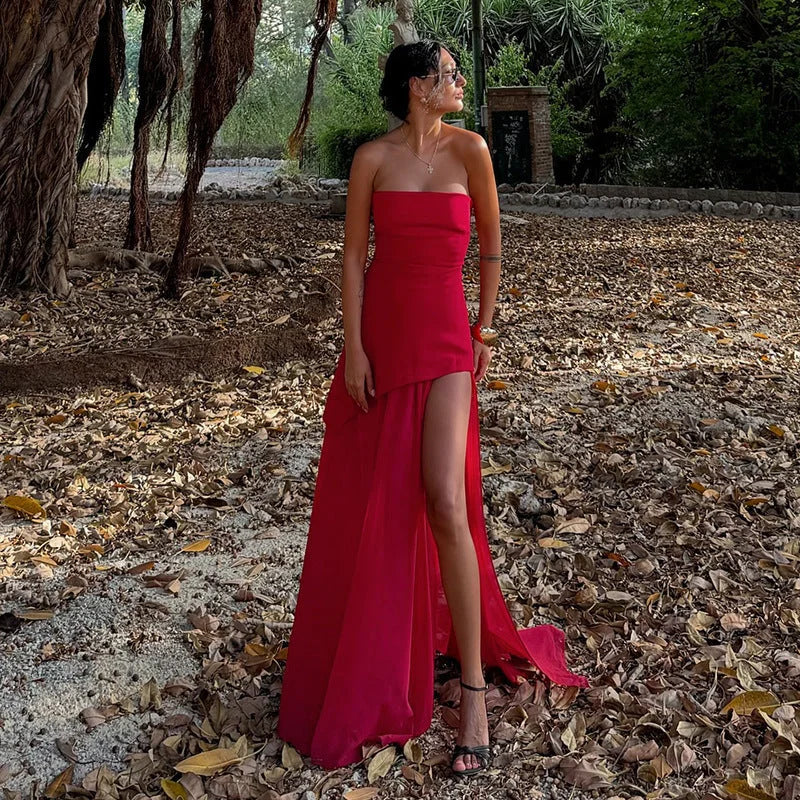 Karina - Women’s Asymmetrical Layered Maxi Dress