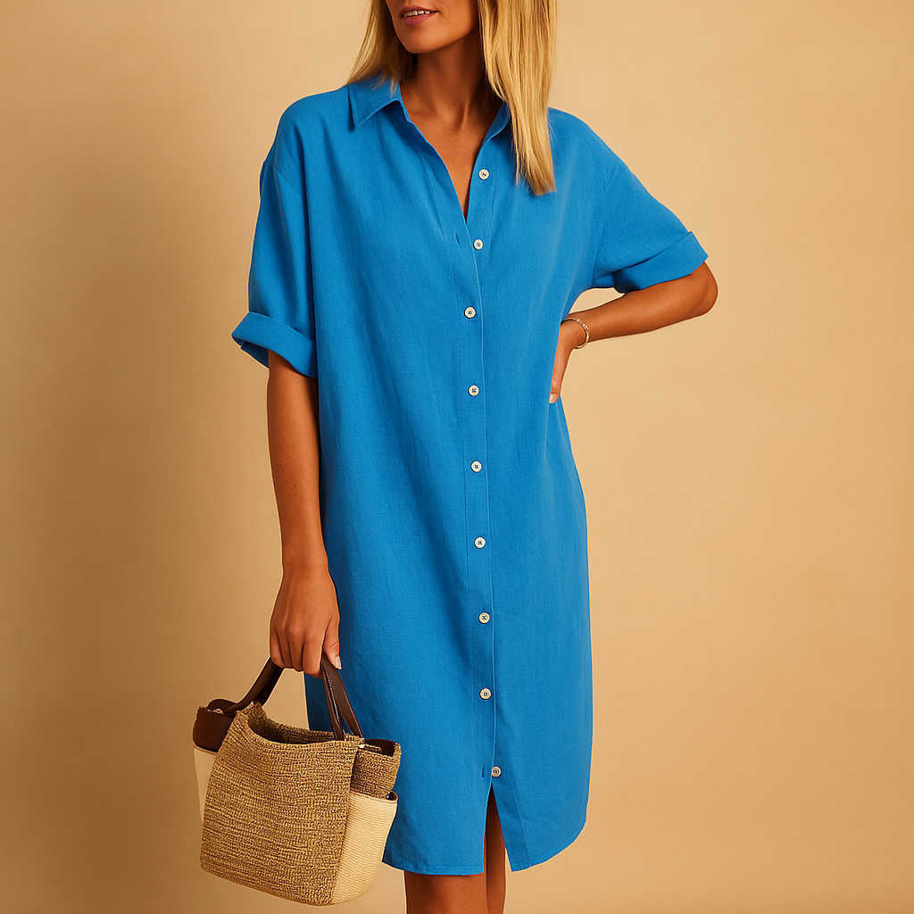 Milou | Women's Short Sleeve Long Shirt Dress