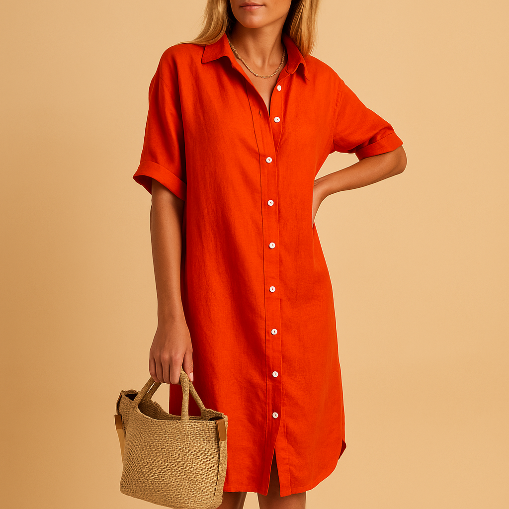 Milou | Women's Short Sleeve Long Shirt Dress