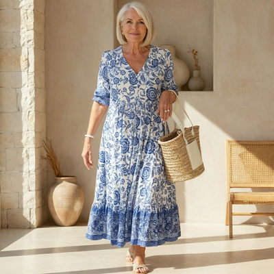 Jenny - Elegant Floral Dress with V-Neck