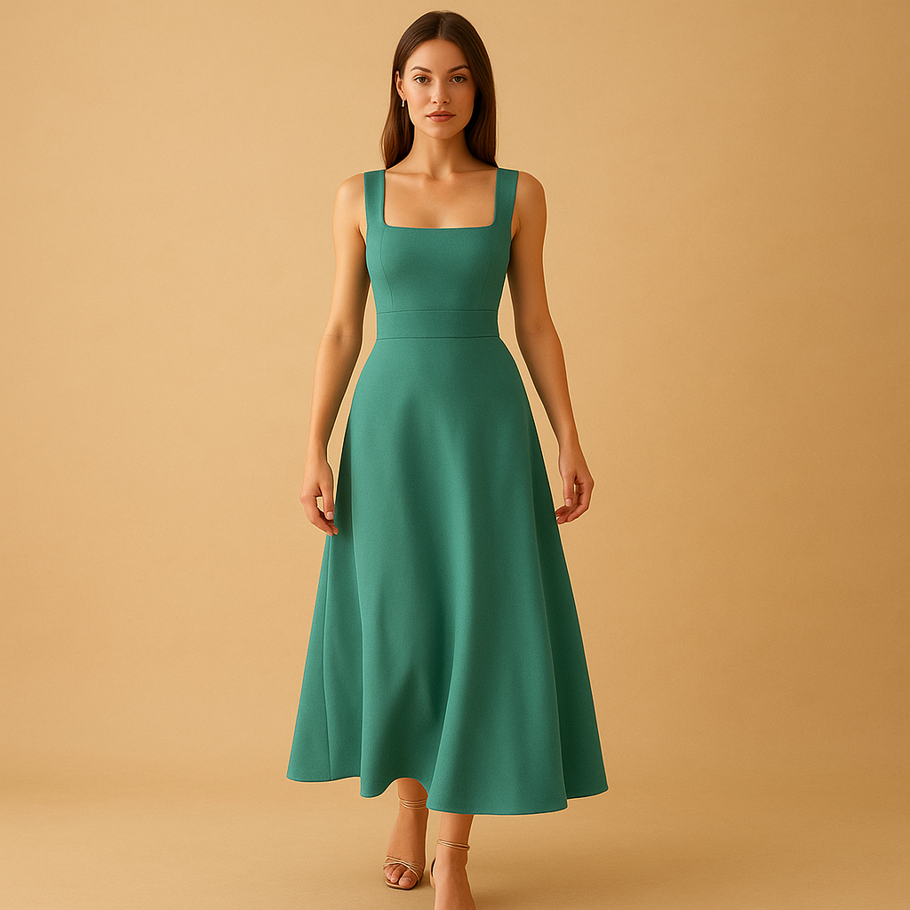Claire | Women's Midi Dress with Square Neckline