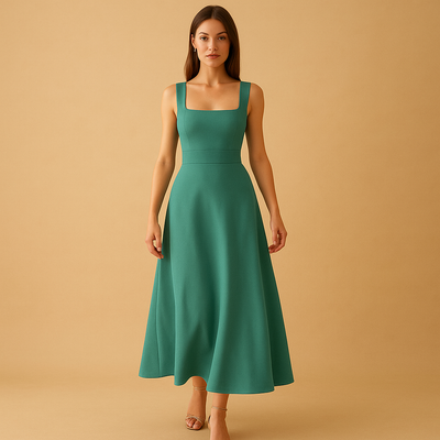 Claire | Women's Midi Dress with Square Neckline
